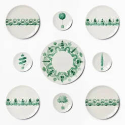 Piatto da Portata Rotondo Jardin a l'Italienne in Ceramica Verde