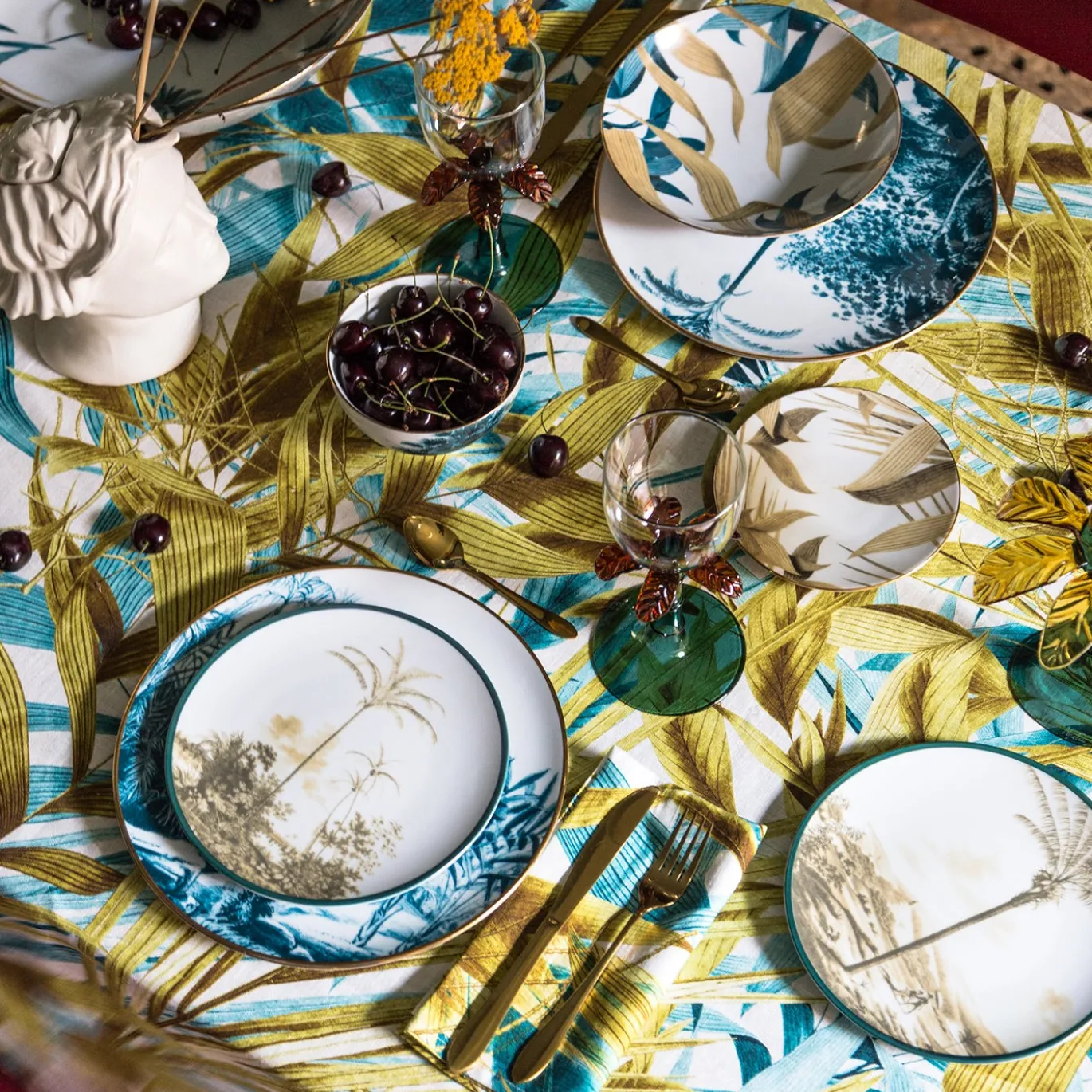 Piatto da pranzo in porcellana Las Palmas con Lendscape blu tropicale #4