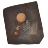 Piatto decorativo nero con decorazione arancione