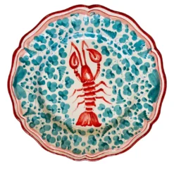Piatto in ceramica Menagerie D'Été con aragosta dipinta a mano