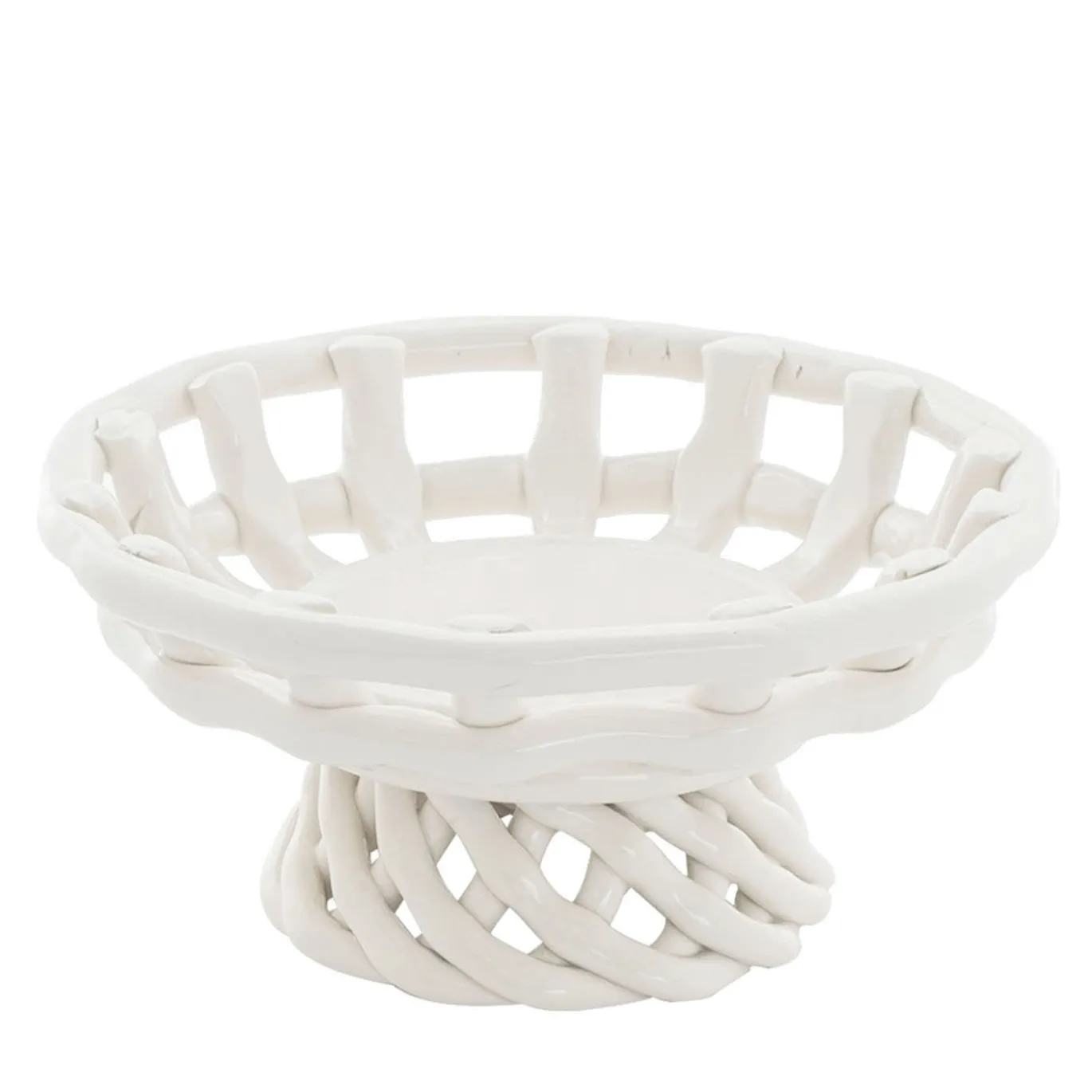 Piccola alzata per torte in ceramica bianca