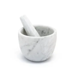 Piccolo mortaio e pestello in marmo di Carrara
