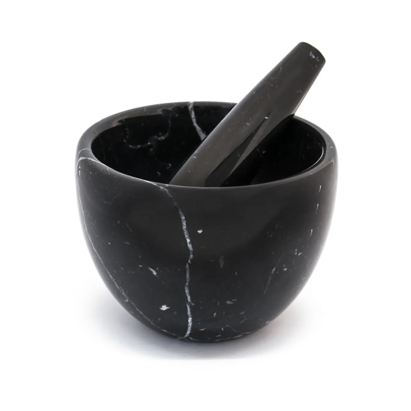 Piccolo mortaio e pestello in marmo nero