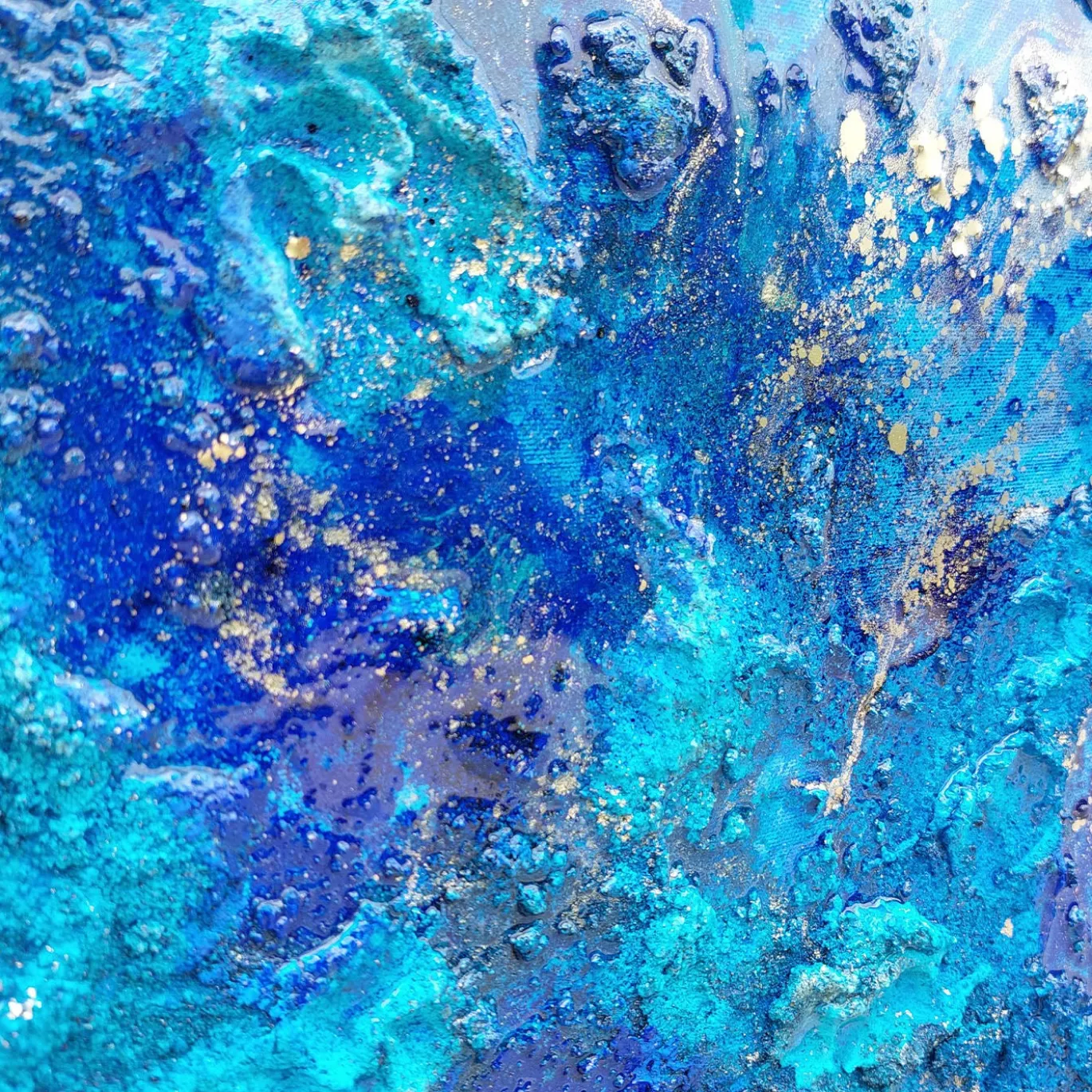 Pittura a tecnica mista della barriera corallina blu intenso
