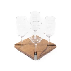 Porta bicchieri e flauti a stelo in teak