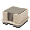 Portabicchieri Lloyd in pelle beige e marmo con 8 sottobicchieri