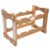 Portabottiglie in teak con inserti in ecopelle color crema