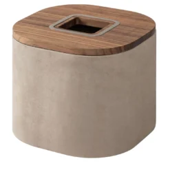 Portafazzoletti Dama in legno di noce e pelle nabuk fumé