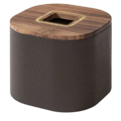 Portafazzoletti Dama in legno di noce e pelle di moka