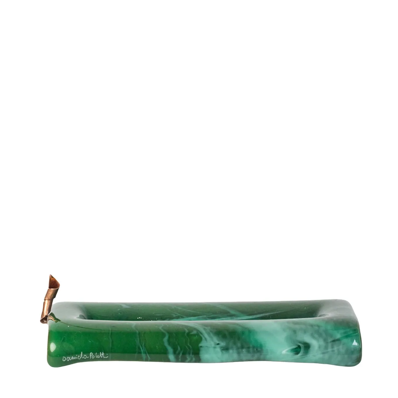 Portaincenso rettangolare in vetro di Murano verde effetto marmo