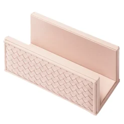 Porta lettere Celio in pelle intrecciata rosa tenue