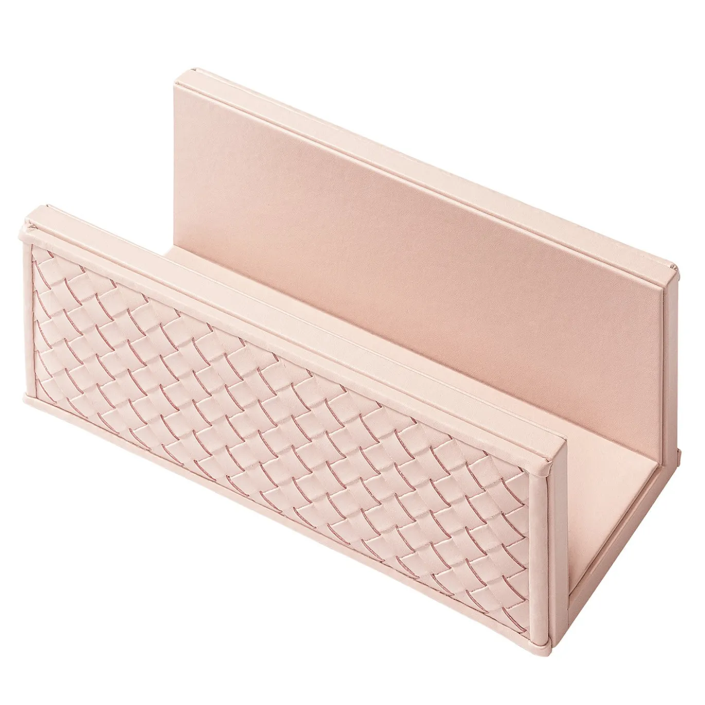 Porta lettere Celio in pelle intrecciata rosa tenue