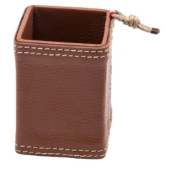 Portapenne beige in ecopelle con inserto in corda