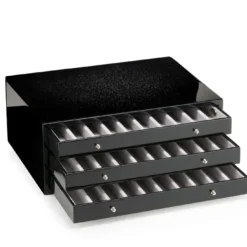 Portapenne Firenze nero a 3 cassetti