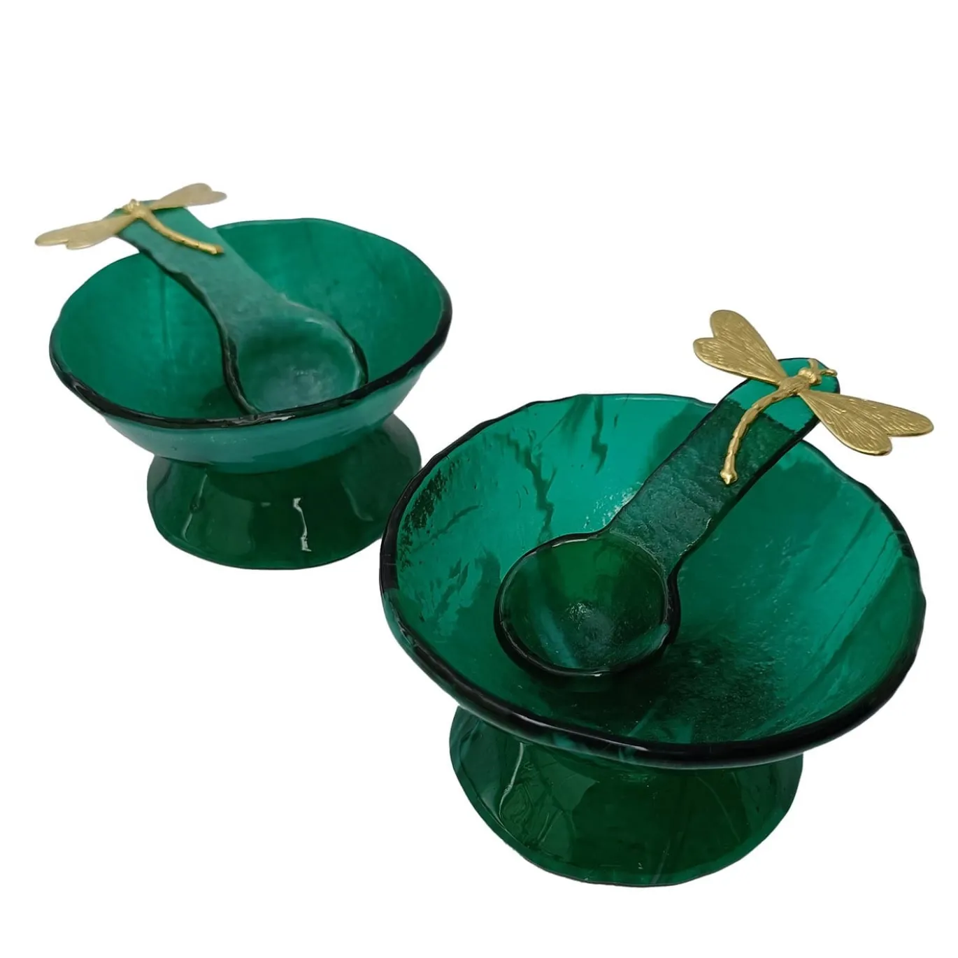 Porta-sale in vetro verde - Set di 2 pezzi