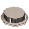 Portasottobicchieri David Ottagonale con 6 Sottobicchieri Tao in Pelle Beige