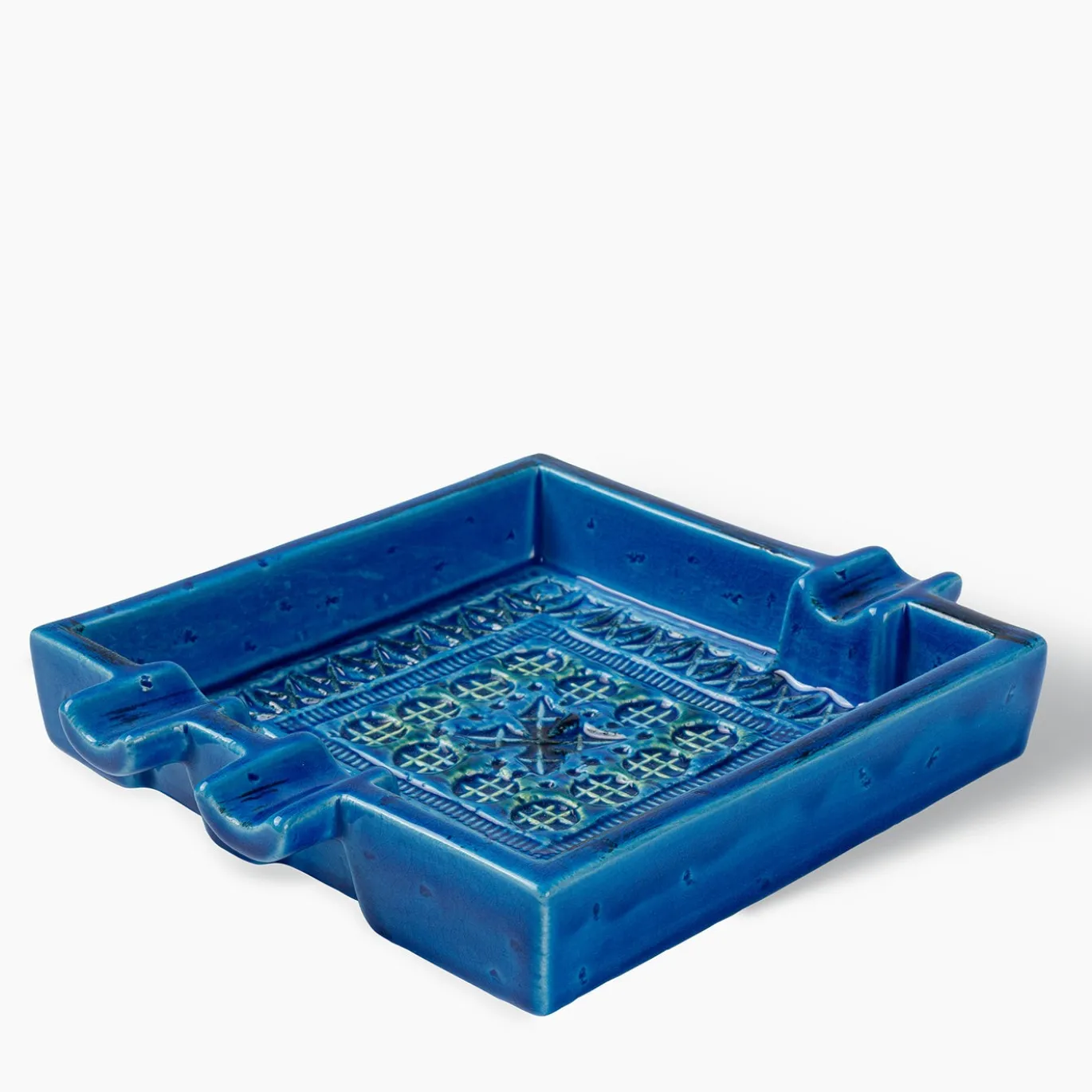 Posacenere Quadrato in Ceramica Blu di Aldo Londi