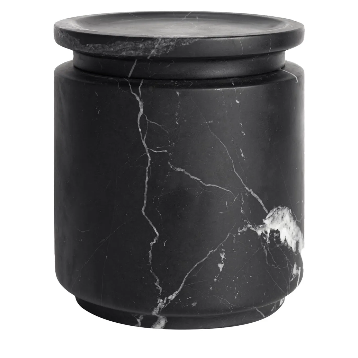 Pyxis Vaso medio in marquina nera di Ivan Colominas