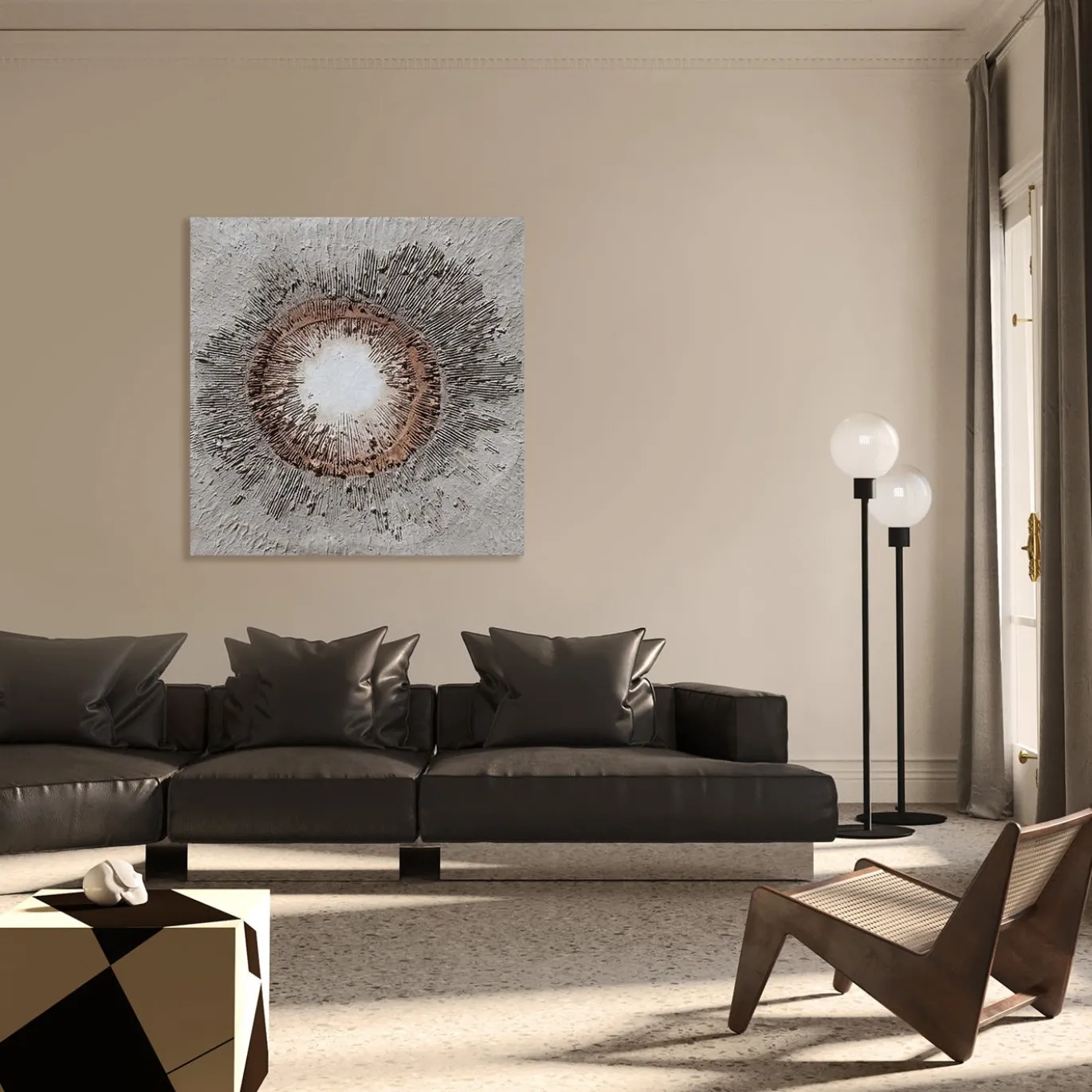 Quadro Materico Espansione in resina grigio tortora