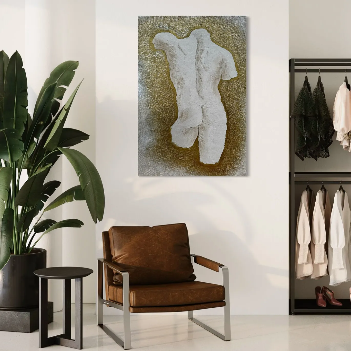 Quadro Materico Statua Classica Beige in resina