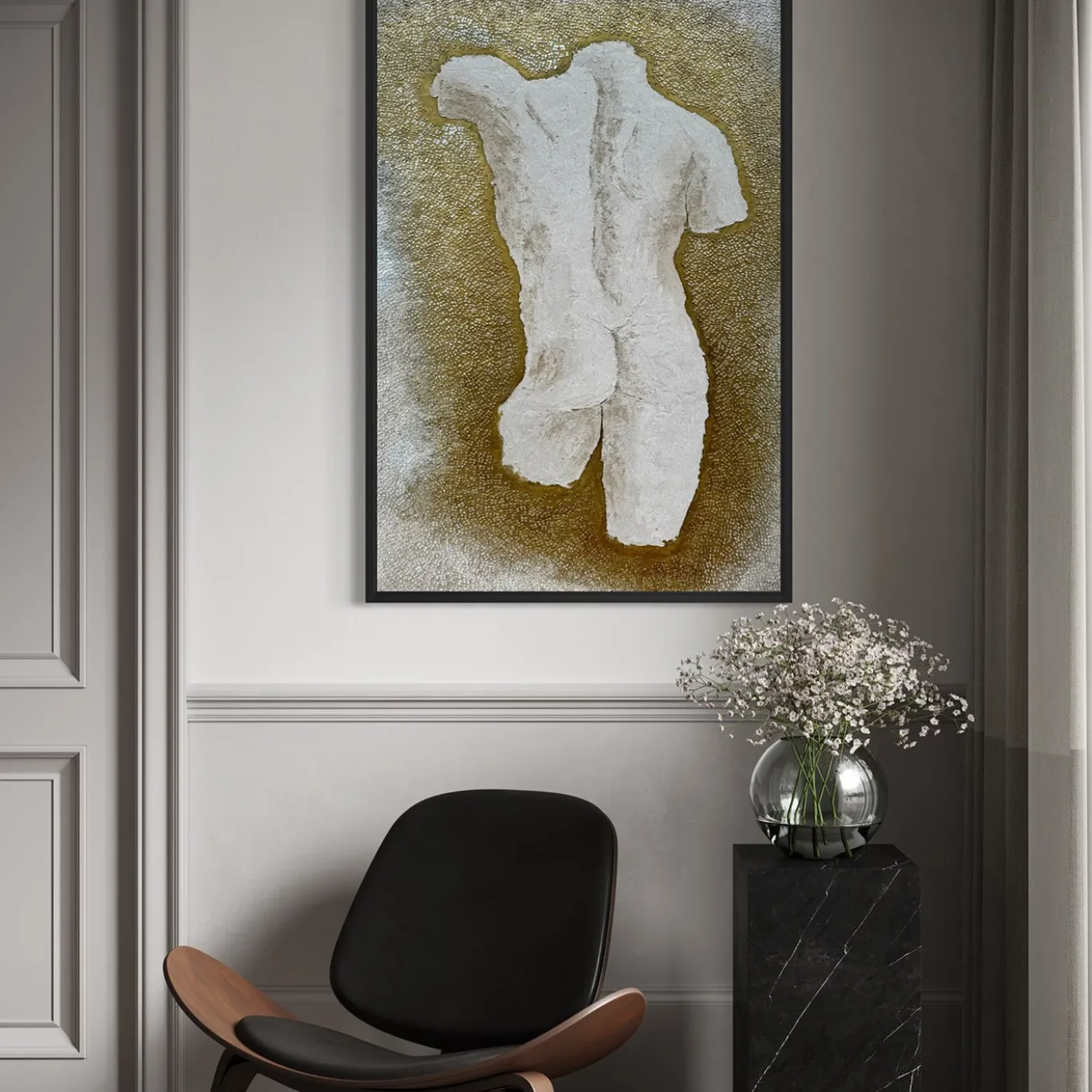 Quadro Materico Statua Classica Beige in resina