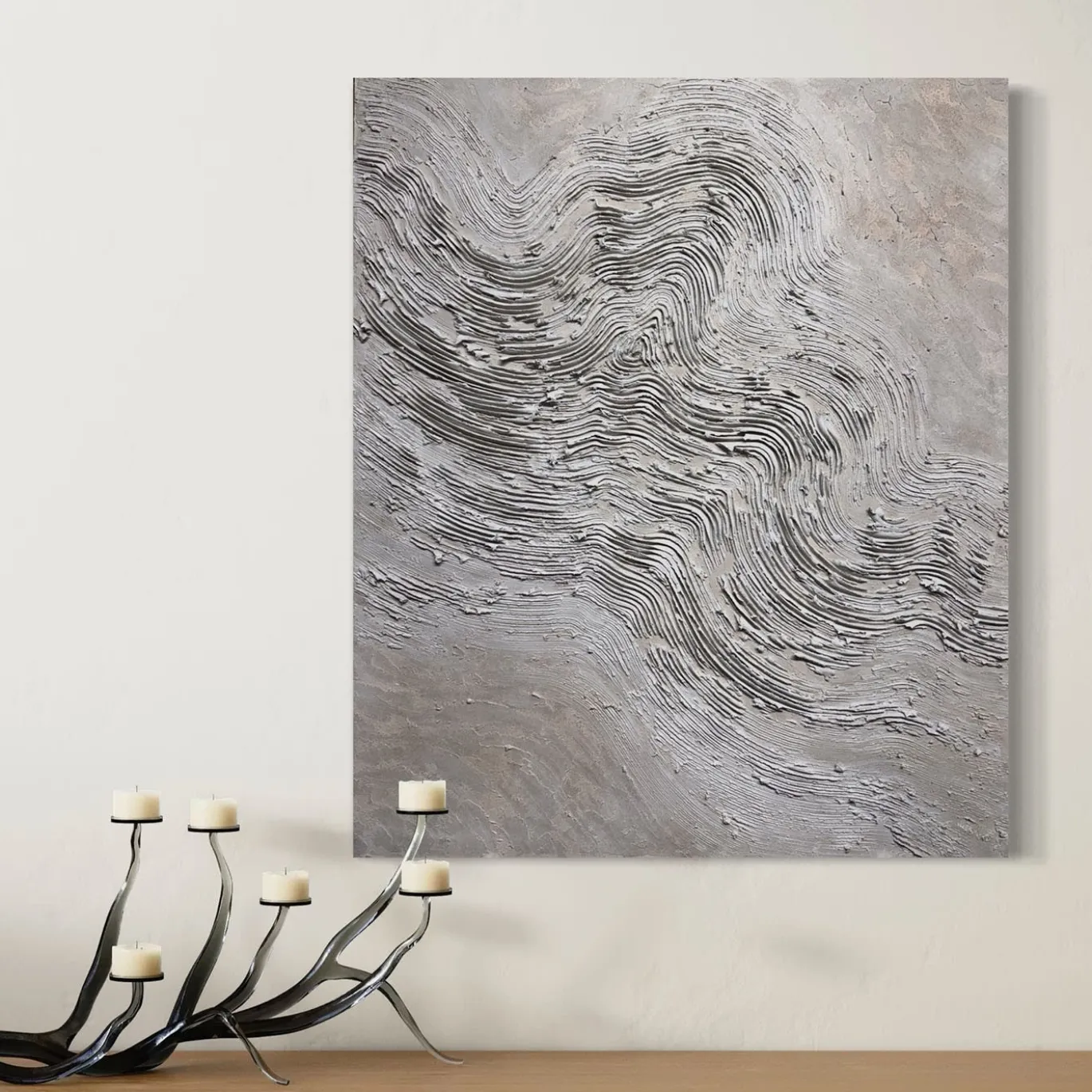 Quadro Materico Stratificazioni Bianco in resina