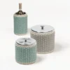 Raffreddatore per bottiglie in pelle e rattan verde Mentone
