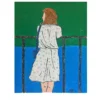 Ragazza con borsa blu pittura