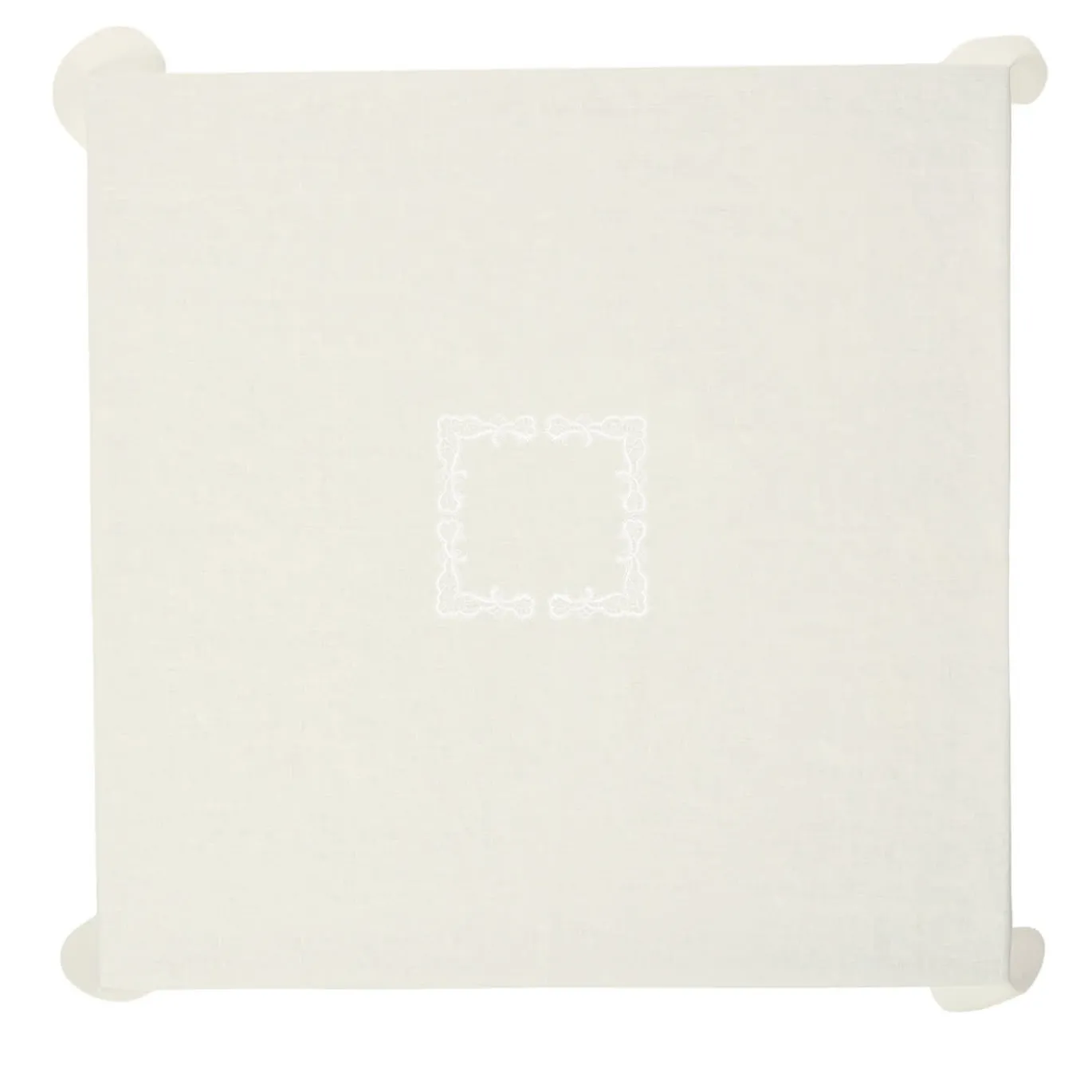 Rinascimento Tovaglia quadrata di lino ricamata in beige