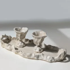 Rocco Vassoio ovale in ceramica bianca