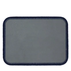 Rochelle Tovagliette rettangolari in pelle e uncinetto - Grigio e blu #1