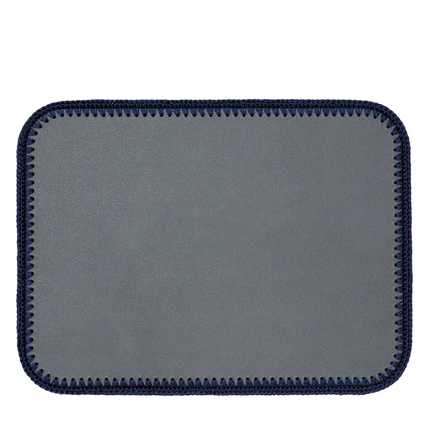 Rochelle Tovagliette rettangolari in pelle e uncinetto - Grigio e blu #1