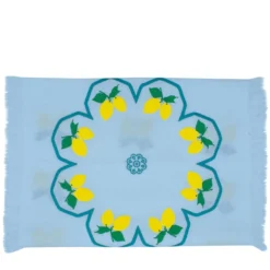 Runner azzurro con frange multicolore Limoni