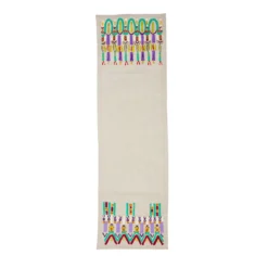 Runner Colores in lino beige dipinto a mano