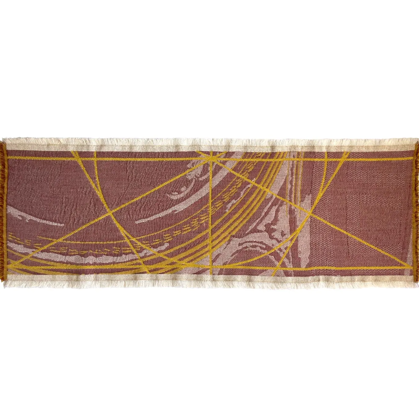 Runner Double Face Borromi in Giallo Zolfo e Rosso Granato