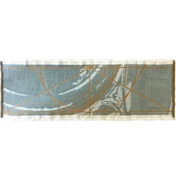 Runner Double Face Borromi in Mocha Mousse e Alga Verde Blu