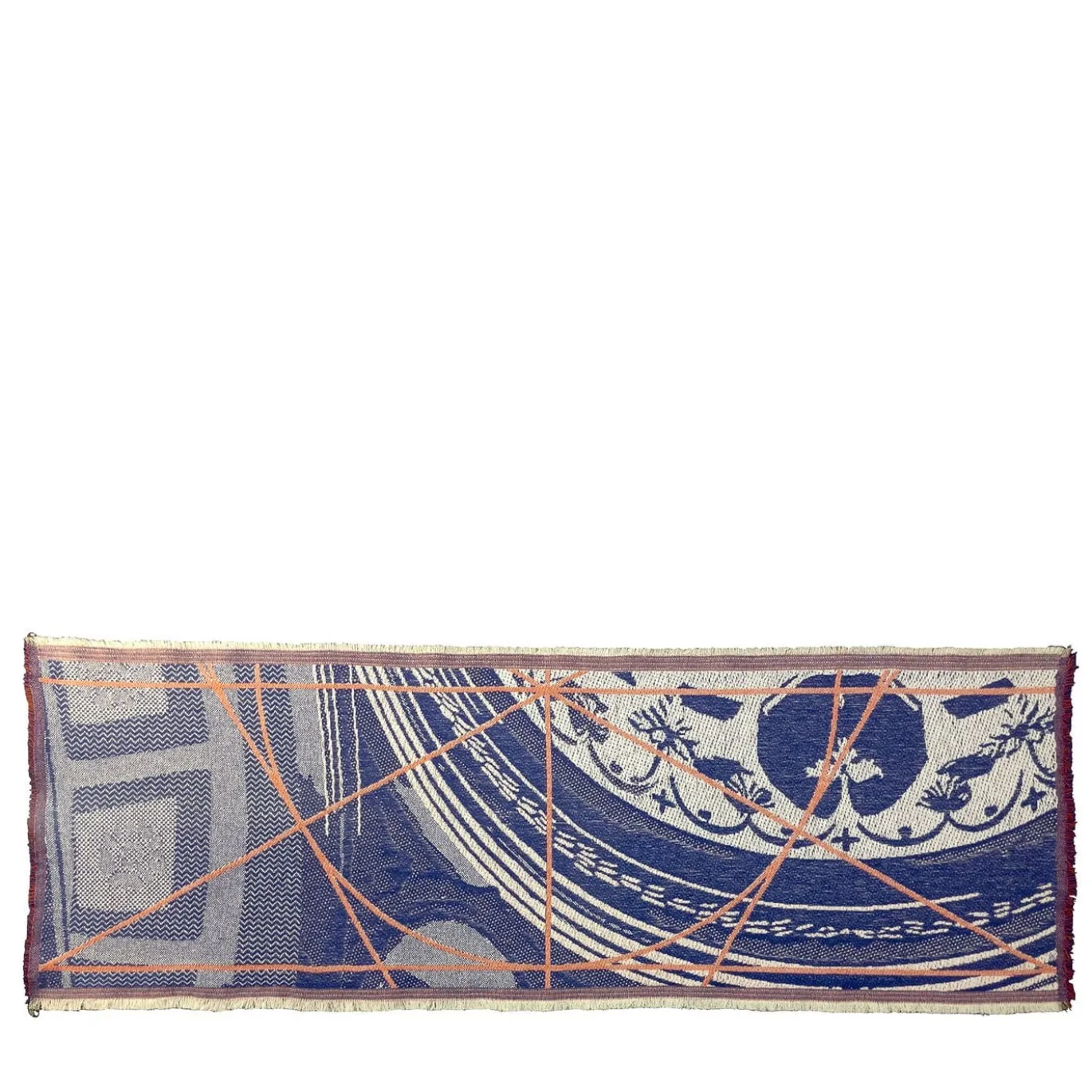 Runner double face Borromini in blu e rosso Rowan