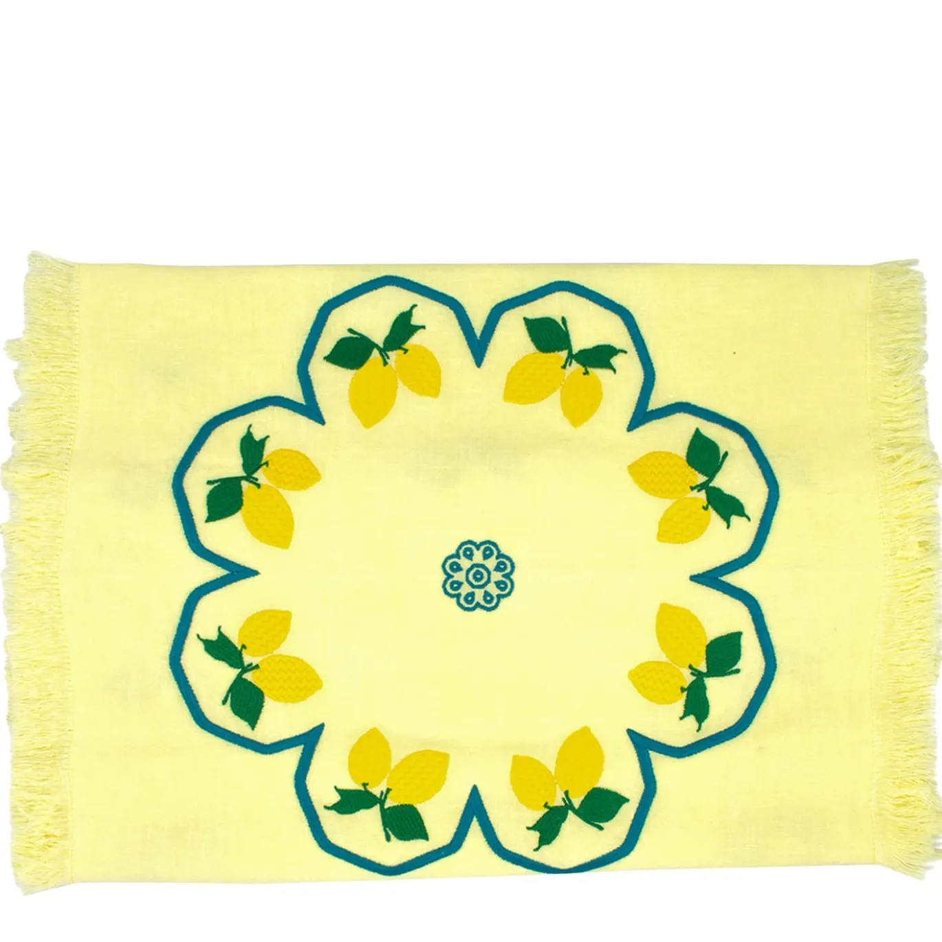 Runner giallo con frange multicolore Limoni