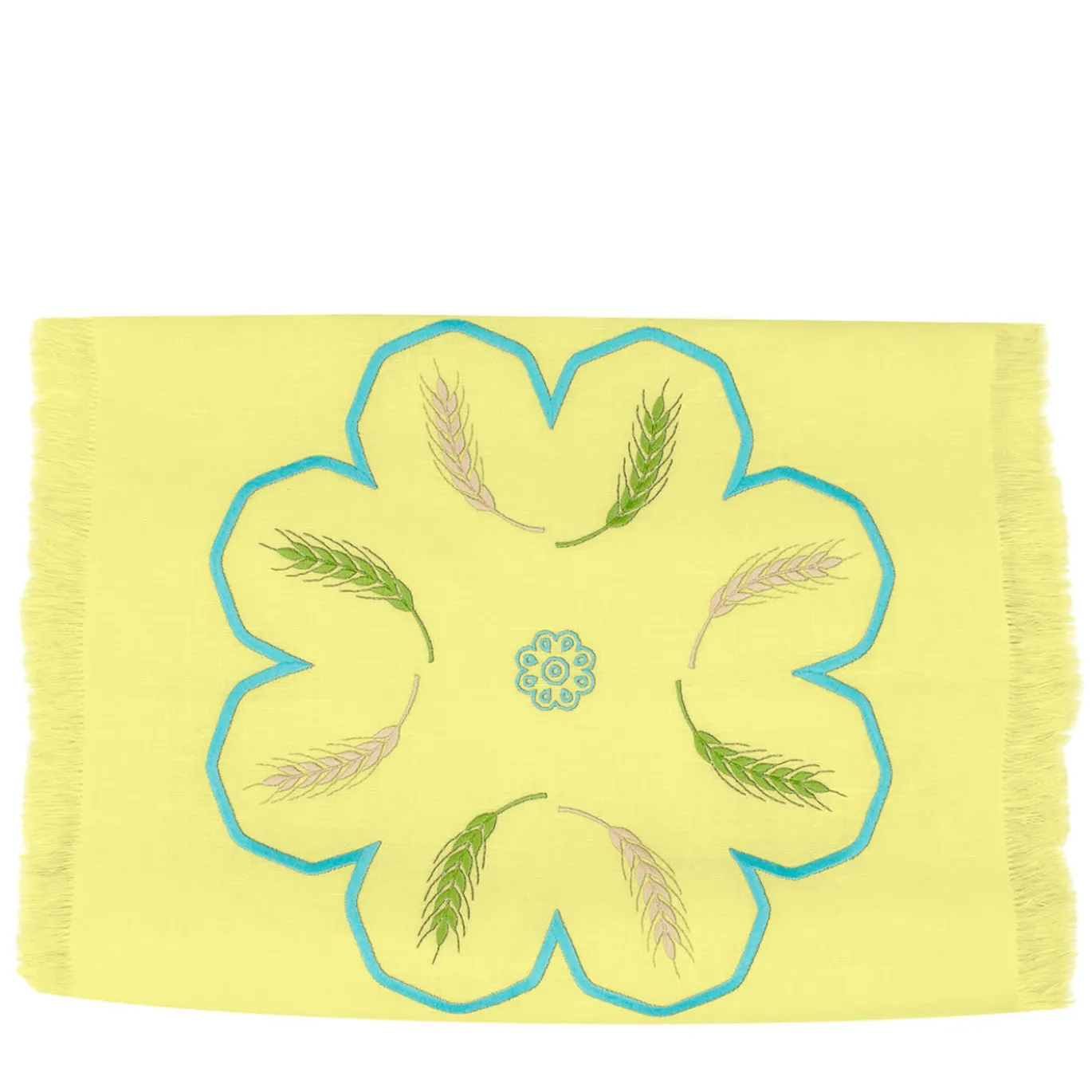 Runner giallo con frange multicolore Grano
