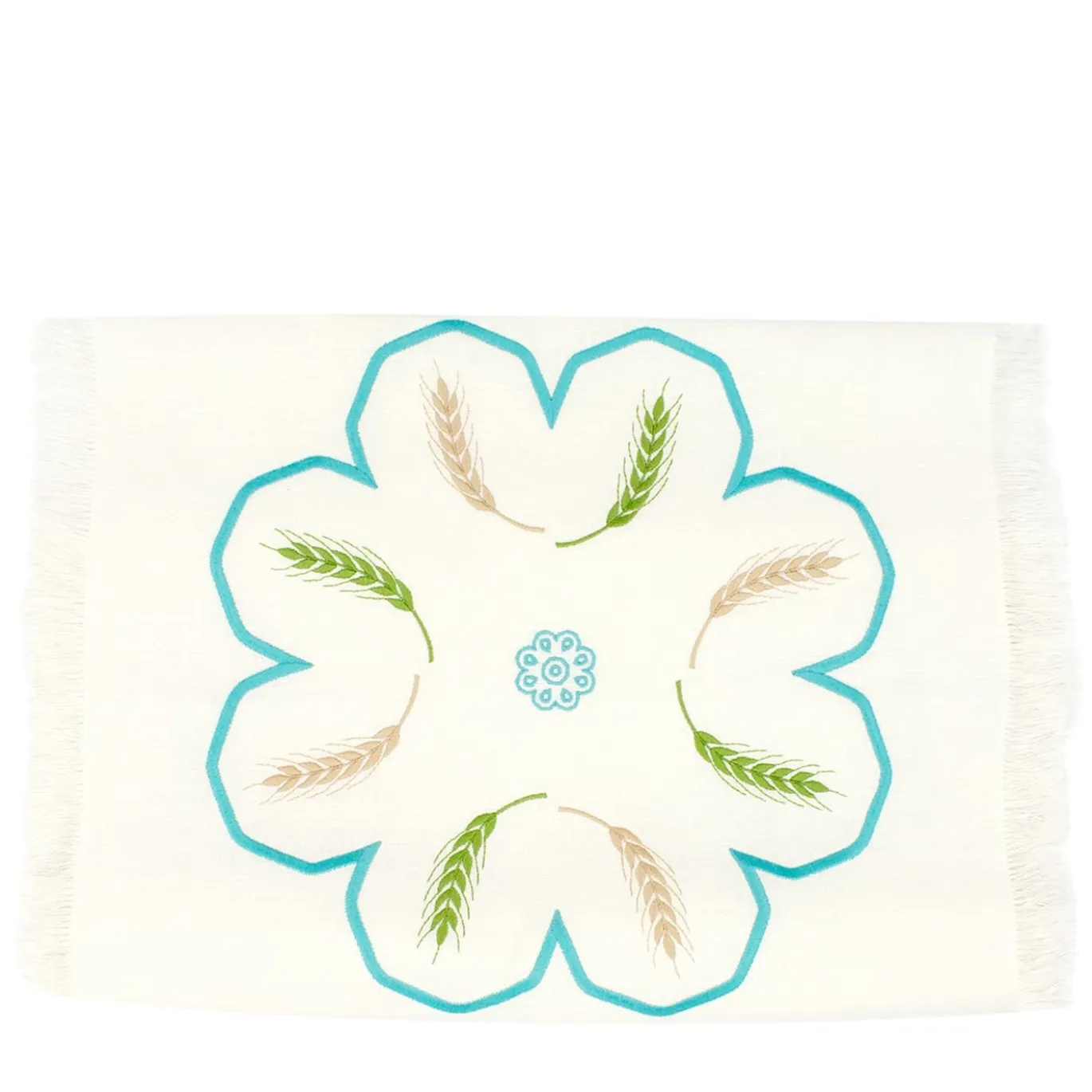 Runner Grano multicolore con frange in avorio