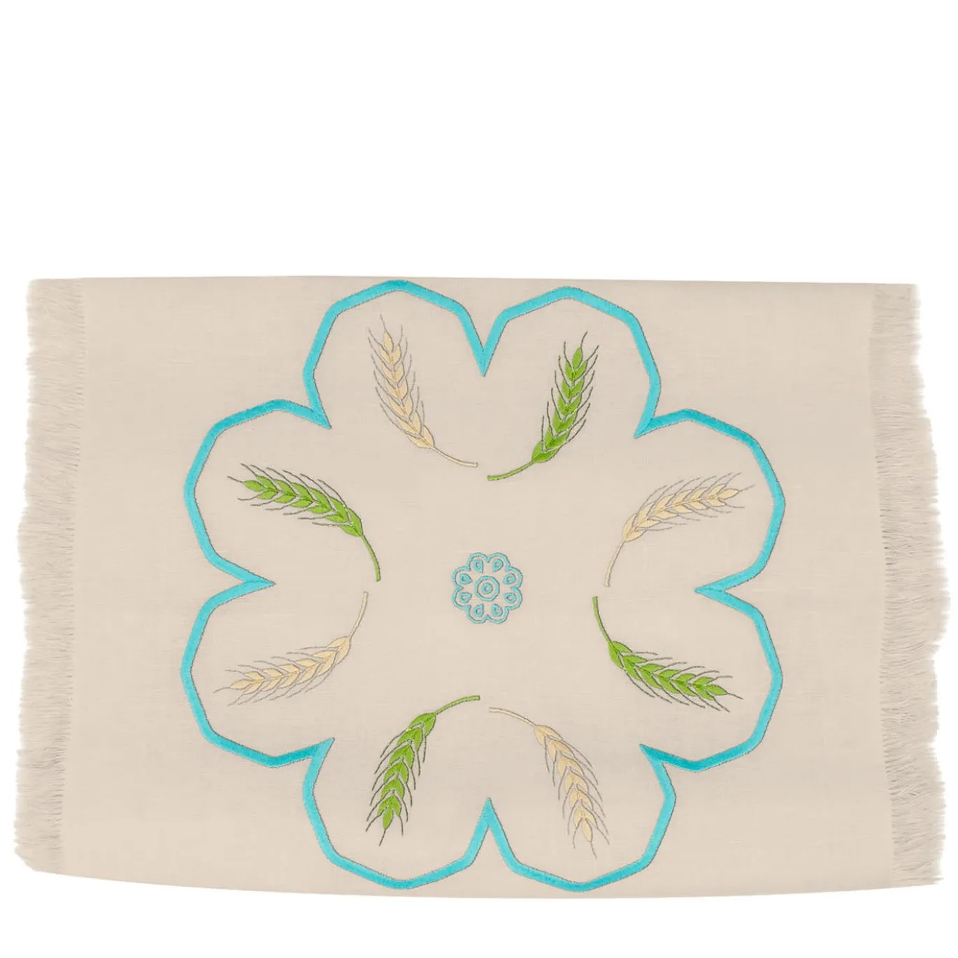 Runner Grano multicolore con frange color taupe