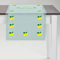 Runner Limoni multicolore con frange turchesi