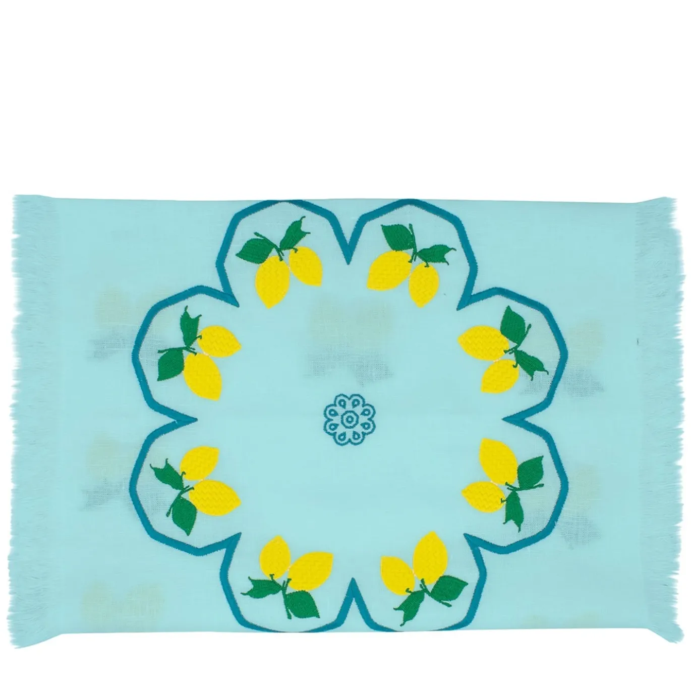 Runner Limoni multicolore con frange turchesi