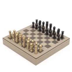 Scacchiera in pelle taupe