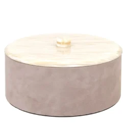 Scatola cilindrica grande Kelly taupe con coperchio