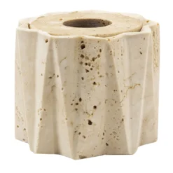 Scatola da bagno rotonda Fold in travertino beige