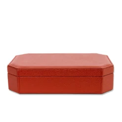Scatola Del Monte 25 in Legno e Pelle Rosso Persiano