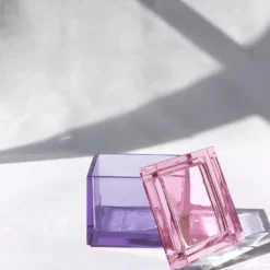 Scatola in cristallo soffiato a mano violetto chiaro Palmi
