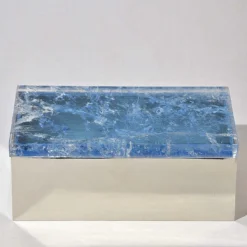 Scatola in ottone con quarzo azzurro