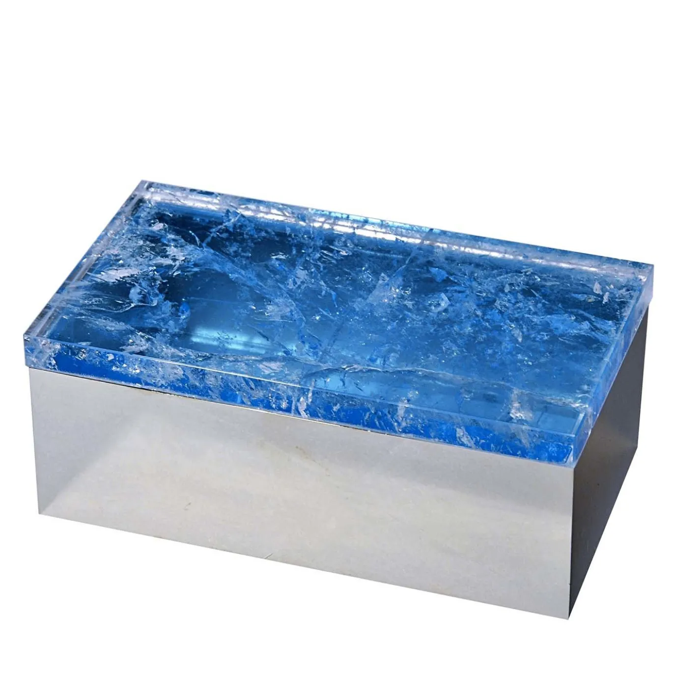 Scatola in ottone con quarzo azzurro